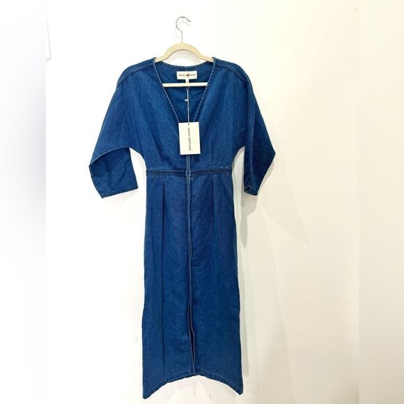 NWT Mara Hoffman Dress Annetta Denim Midi Button Down in Blue - Picture 6 of 9